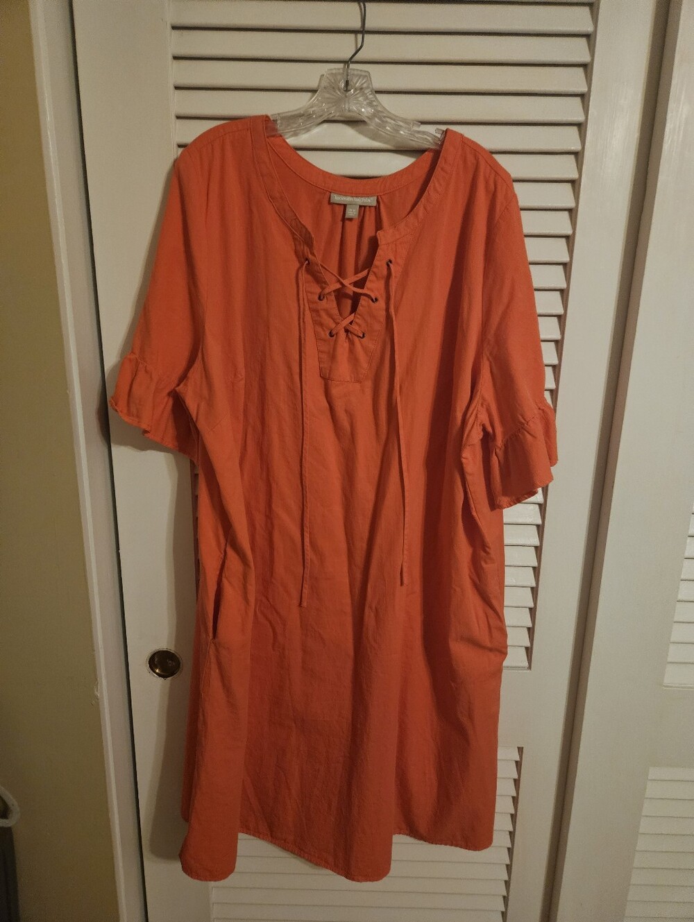 Women Within 30w Orange Lace-Up Shift Dress